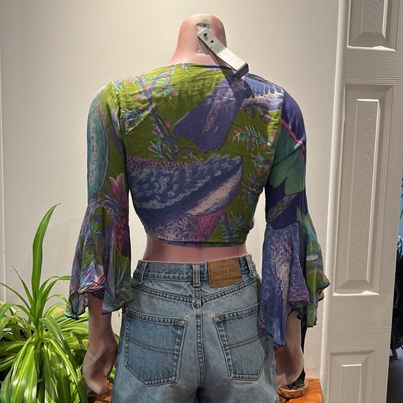 Tropical print shrug or bikini top coverup. - Picture 3 of 4